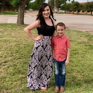 Women’s black/cream long stretch maxi dress S